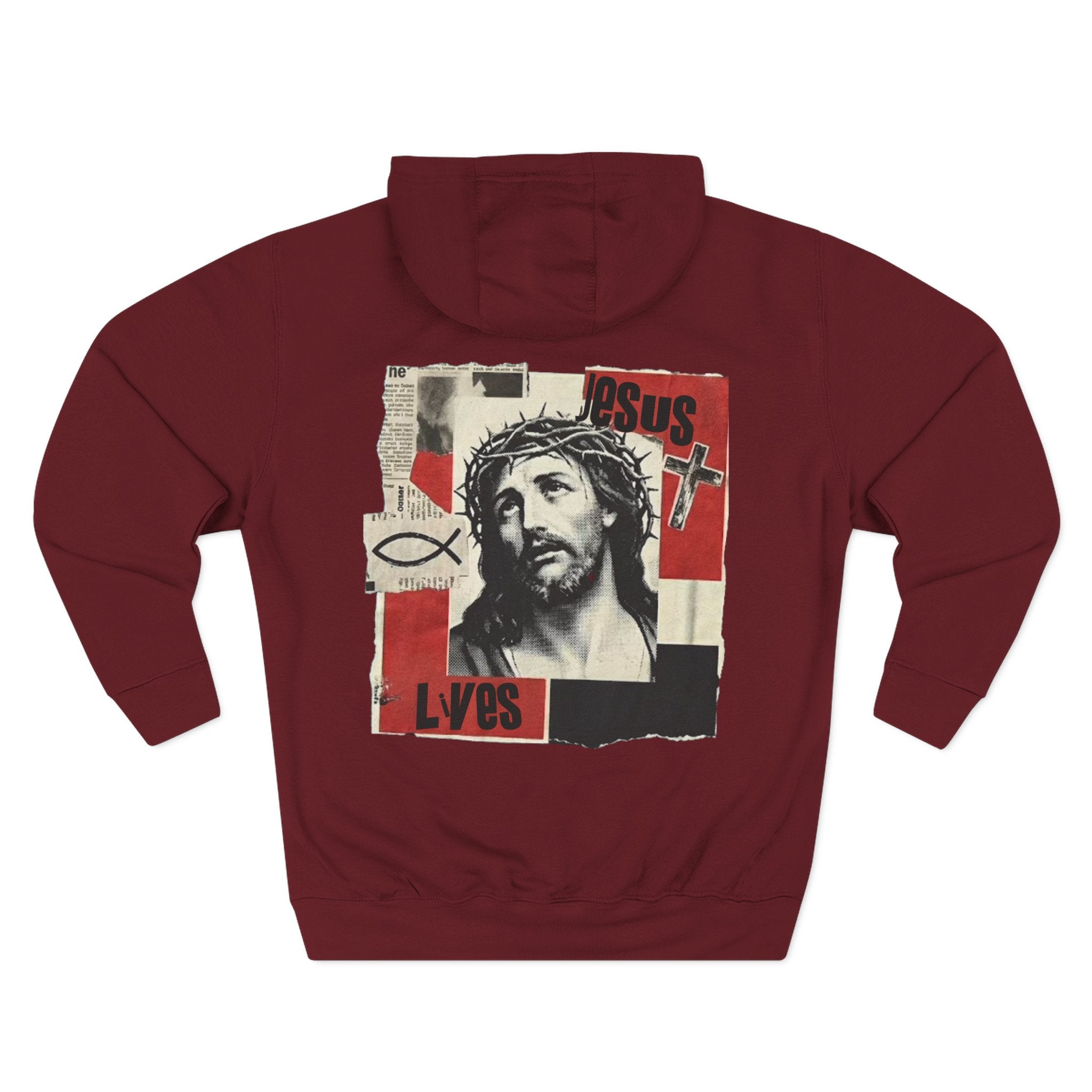 “Jesus lives”Three-Panel Fleece Hoodie