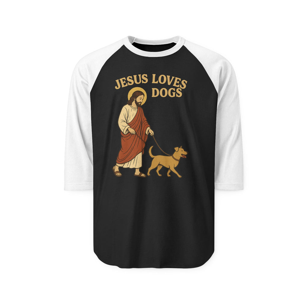 “Jesus loves dogs” Unisex Three-Quarter Sleeve Raglan Shirt