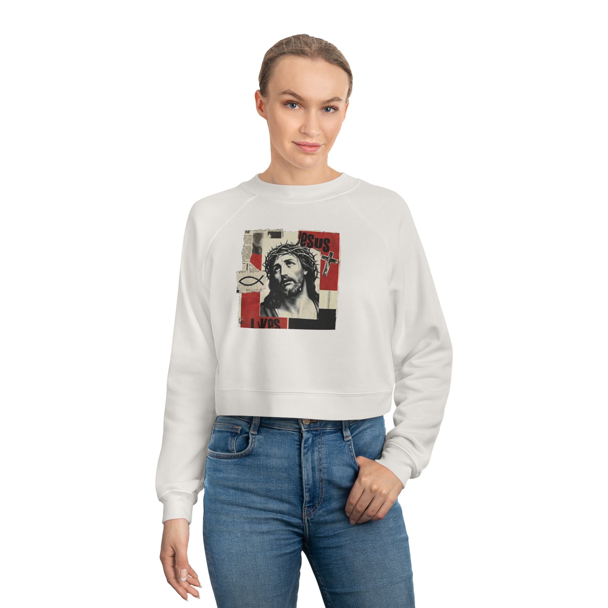 “Jesus lives” Women's Cropped Fleece Pullover