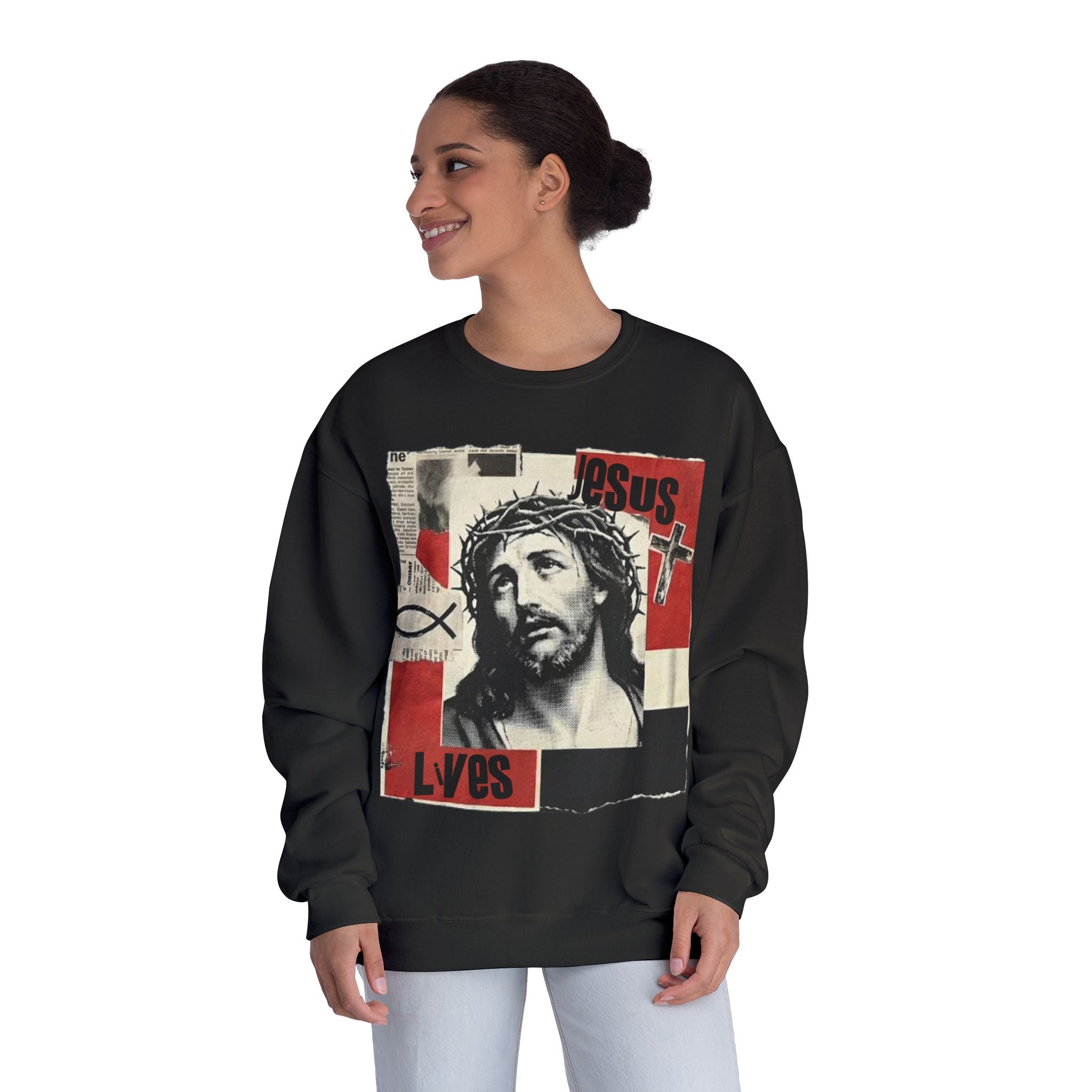 “Jesus lives”Unisex NuBlend® Crewneck Sweatshirt