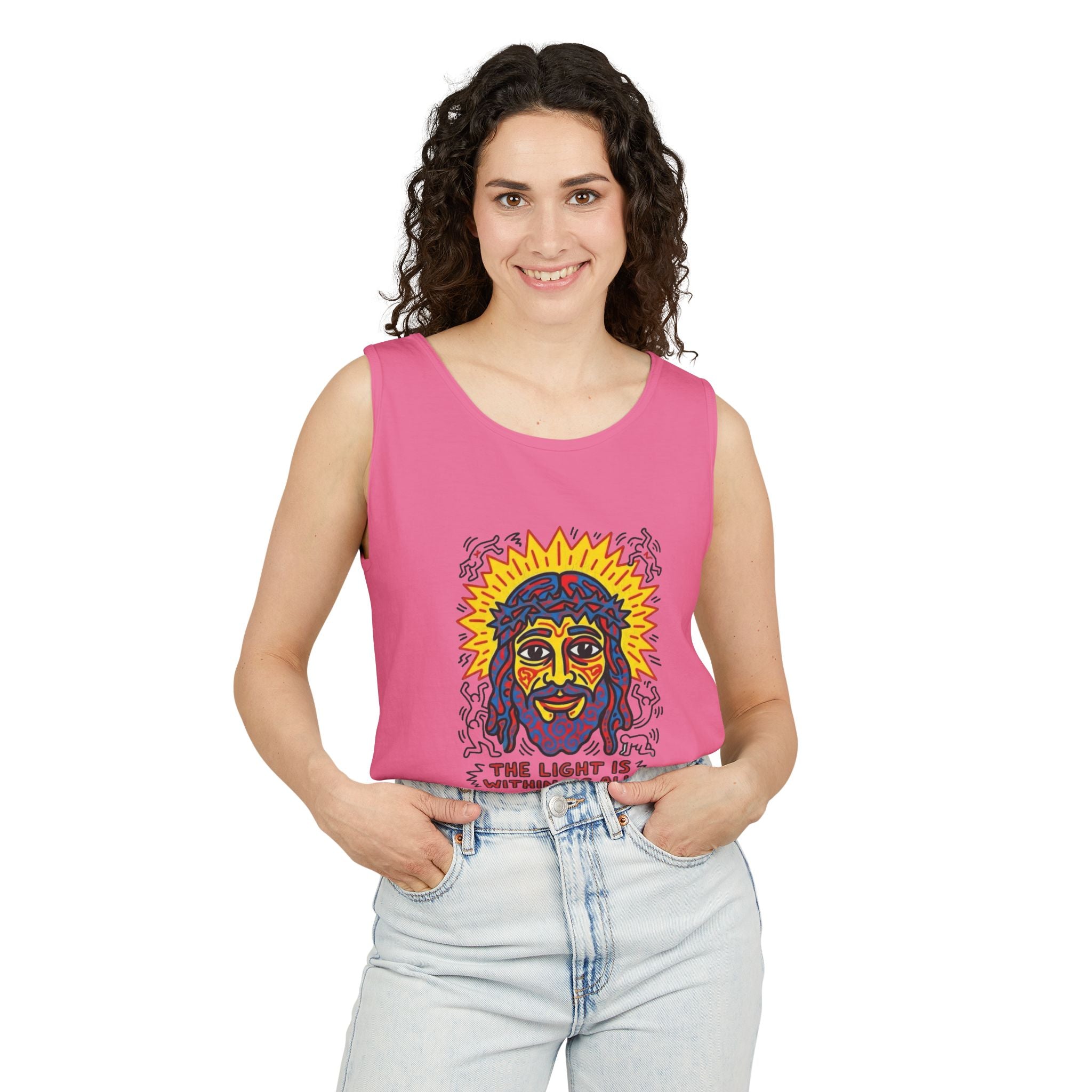 “The light” Unisex Garment-Dyed Tank Top