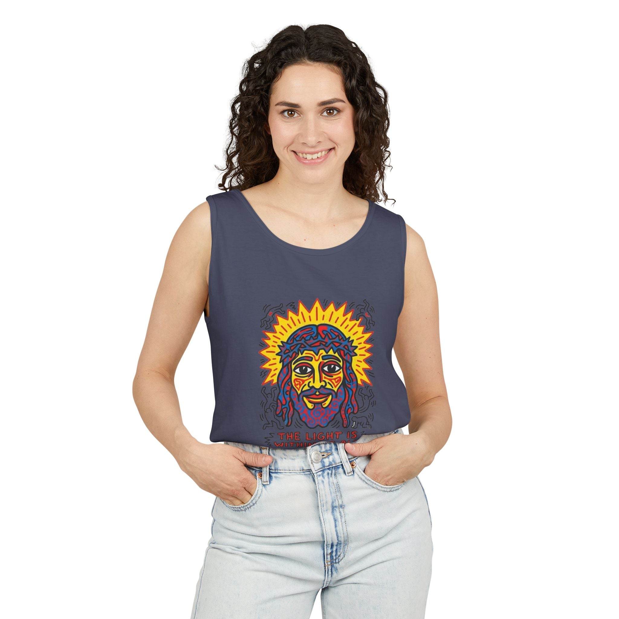 “The light” Unisex Garment-Dyed Tank Top