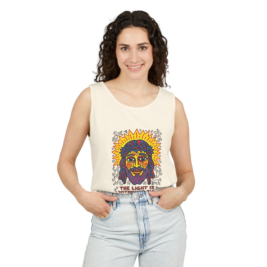 “The light” Unisex Garment-Dyed Tank Top