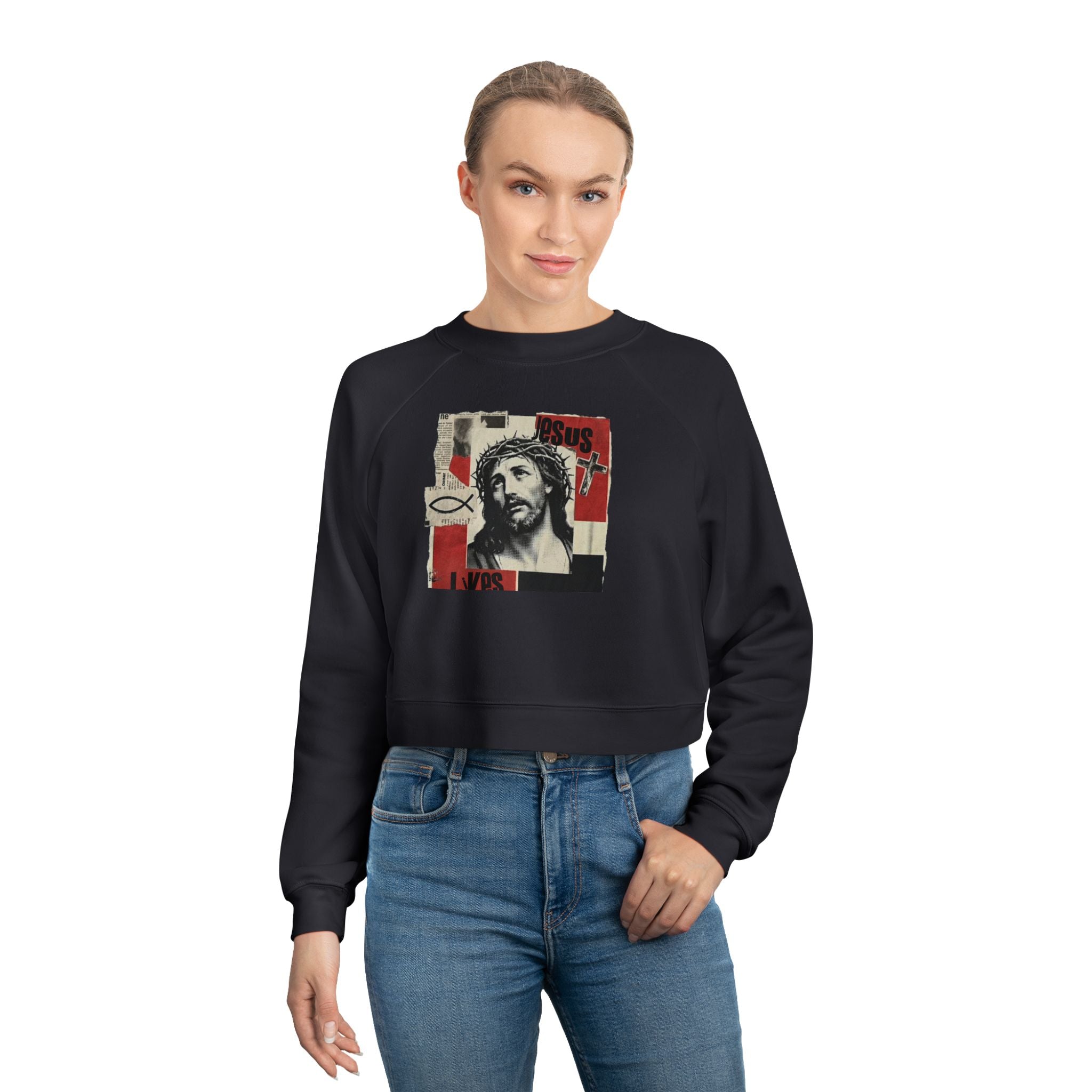 “Jesus lives” Women's Cropped Fleece Pullover