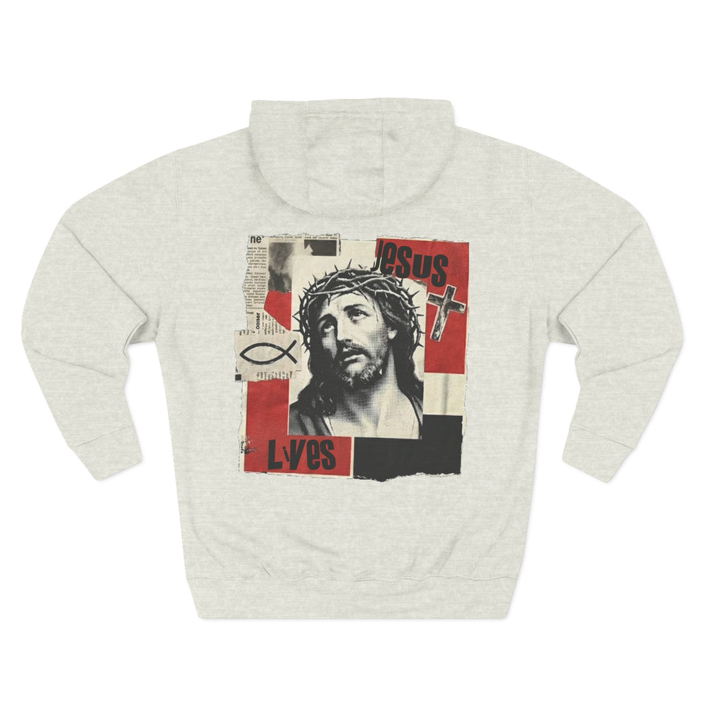 “Jesus lives”Three-Panel Fleece Hoodie