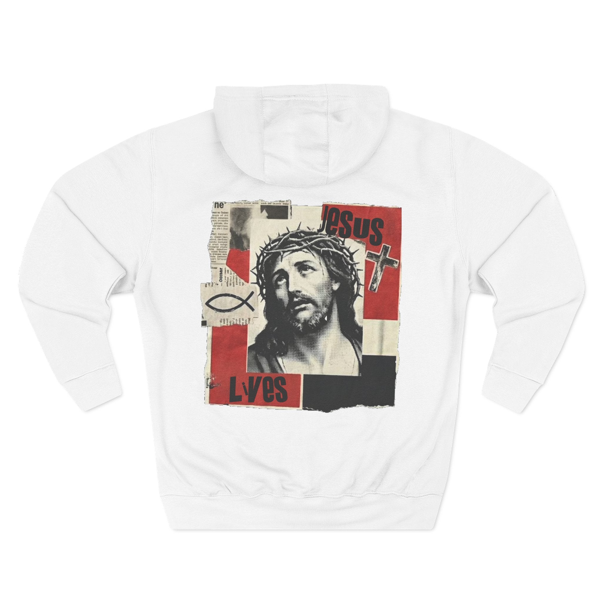 “Jesus lives”Three-Panel Fleece Hoodie