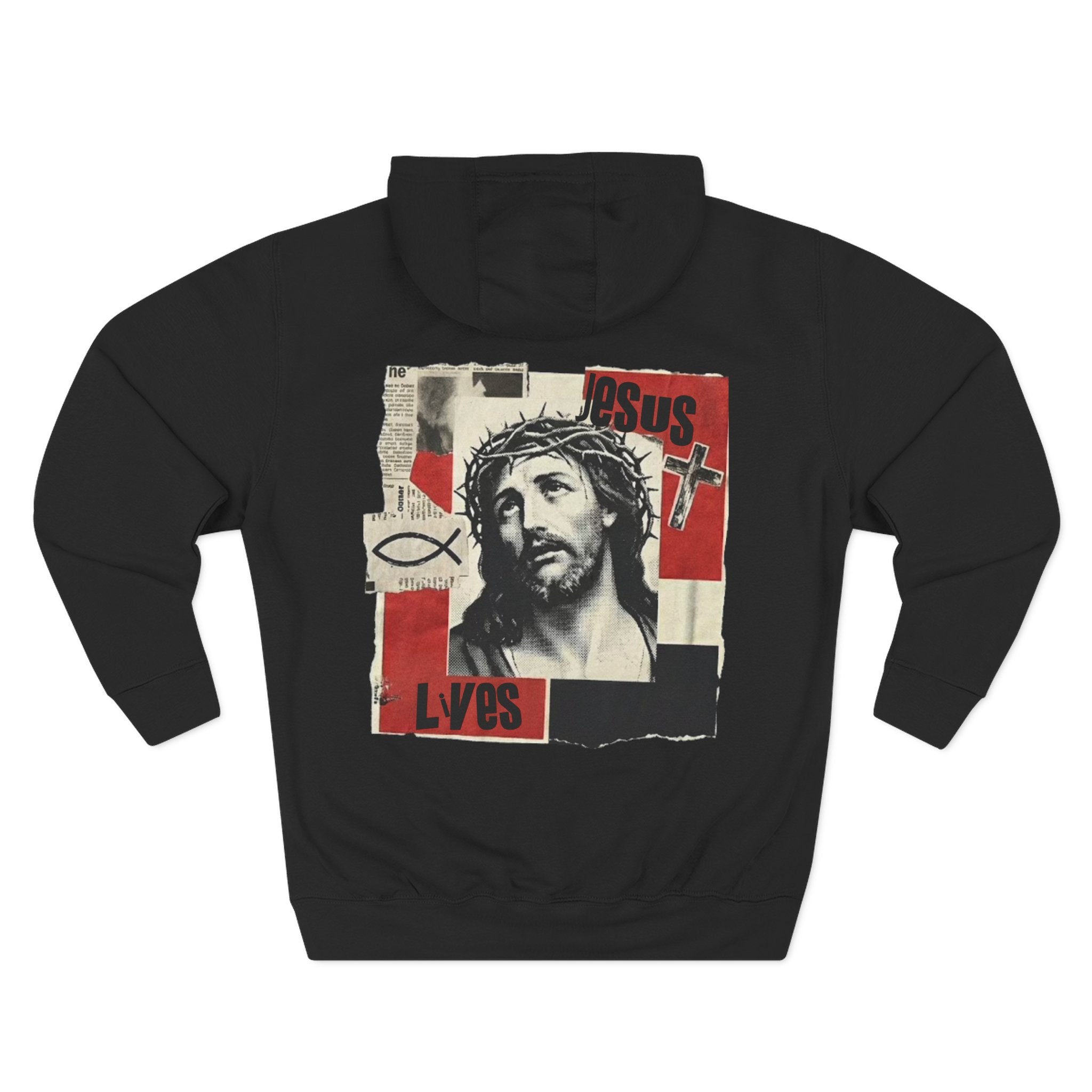 “Jesus lives”Three-Panel Fleece Hoodie